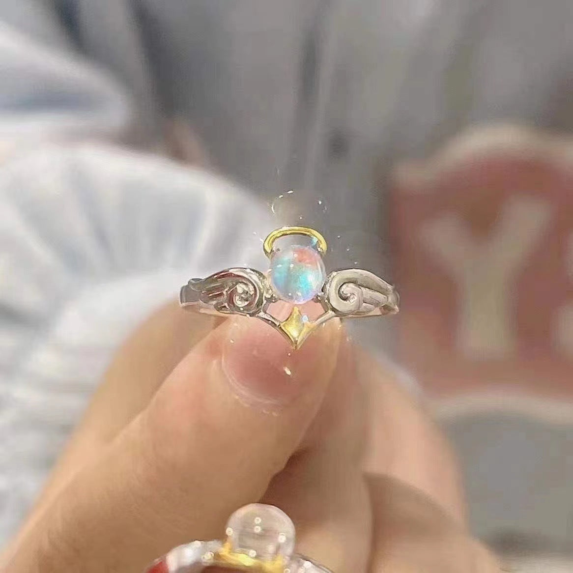 Wholesale Angel and Demon Couple Open Adjustable Ring